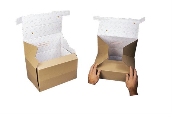 Boite d'expédition double hauteur avec fermetures adhésives aller-retour