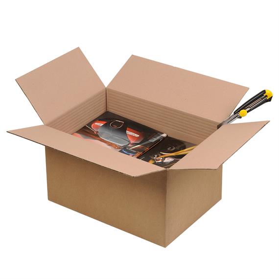 Boite en carton à rabats à hauteur variable double cannelure
