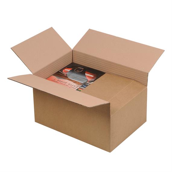 Boite en carton à rabats à hauteur variable double cannelure