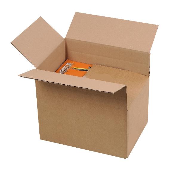 Boite en carton à rabats avec fond automatique pour montage instantané à hauteur variable double cannelure