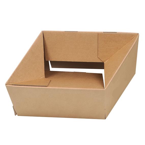 Boite en carton à rabats avec fond automatique pour montage instantané à hauteur variable simple cannelure