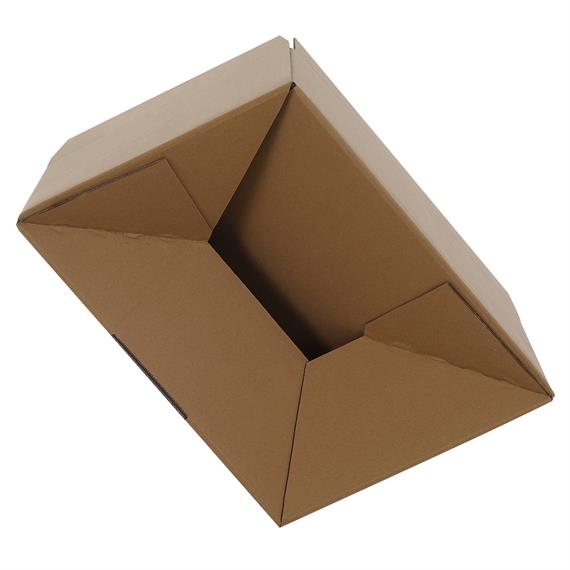 Boite en carton à rabats avec fond automatique pour montage instantané double cannelure