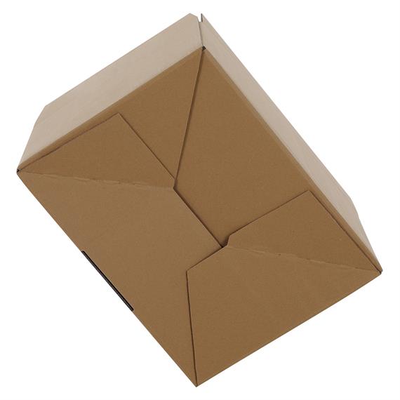 Boite en carton à rabats avec fond automatique pour montage instantané double cannelure