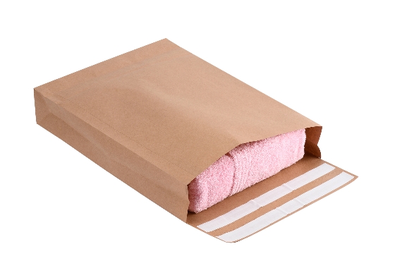 Enveloppe d'expédition 3 soufflets en papier kraft avec rabat adhésif aller-retour