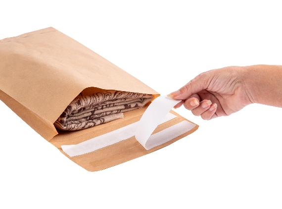 Enveloppe d'expédition 2 soufflets en papier avec rabat adhésif aller-retour