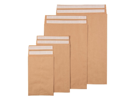 Enveloppe d'expédition 2 soufflets en papier avec rabat adhésif aller-retour